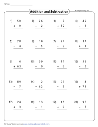 2-Digit and 1-Digit Addition and Subtraction | Standard - No Regrouping