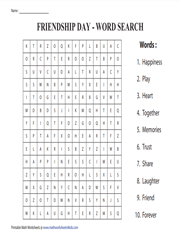 Friendship Day Word Puzzle