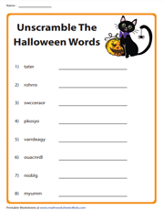 Unscramble the halloween words