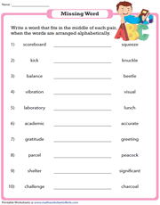 Alphabetical Order | Missing Word