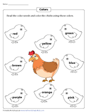 Coloring Chicks Using Given Color Names