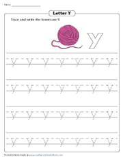 Tracing and Writing Lowercase Y