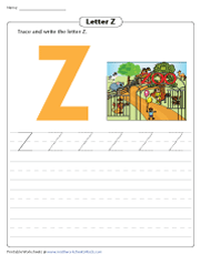 Tracing and Writing Letter Z