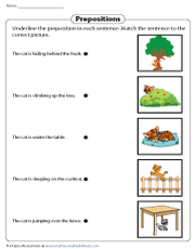 Underlining Prepositions and Matching to Pictures