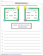 Frame Sentences with Nouns and Verbs