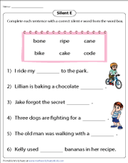 Completing Sentences - Silent E Words