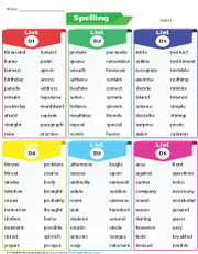 Spelling Words List | Level D