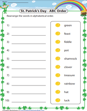 St. Patrick's Day - Alphabetization | ABC Order