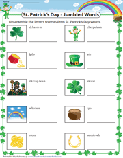 Jumbled Vocabulary Words | St. Paddy's Day