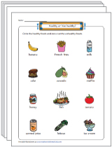 Healthy and Unhealthy Foods Worksheets