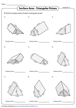 Surface Area of Triangular Prisms | Decimals