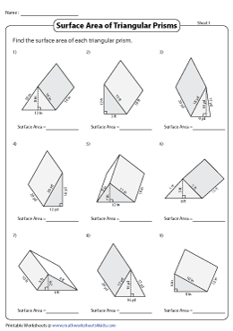 Surface Area of Triangular Prisms | Integers