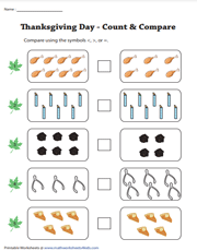 Thanksgiving | Count and Compare Numbers