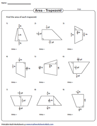 Area of Trapezoids | Fractions – Type 1