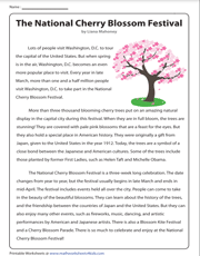 National Cherry Blossom Festival | Reading Comprehension